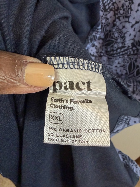 Pact Blue Floral Midi Dress XXL Scoop Neck Short Sleeve Fit & Flare Organic - Picture 5 of 7